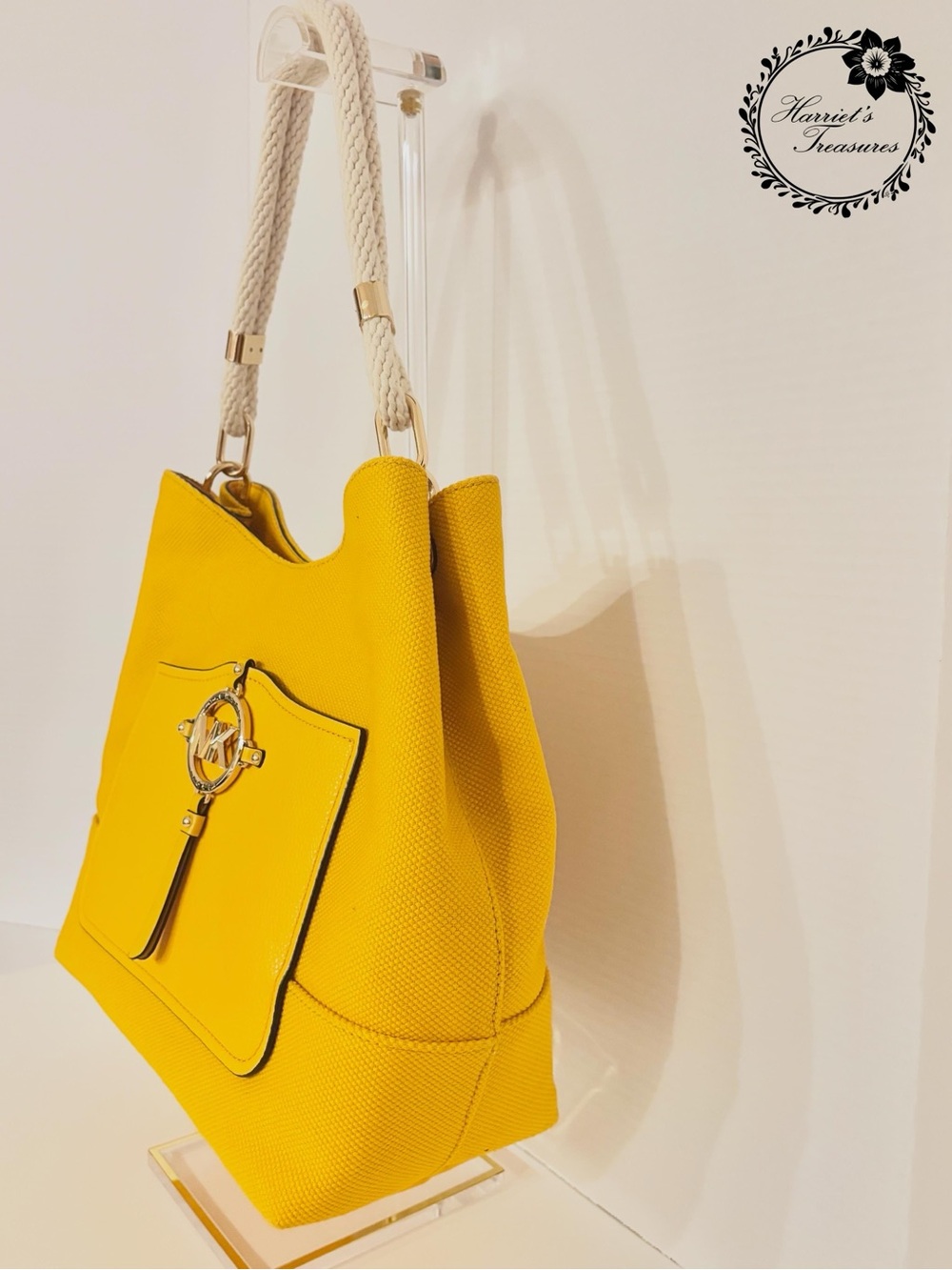 Michael Kors Yellow Leather Shoulder Tote with Rope Handle - Picture 4 of 7